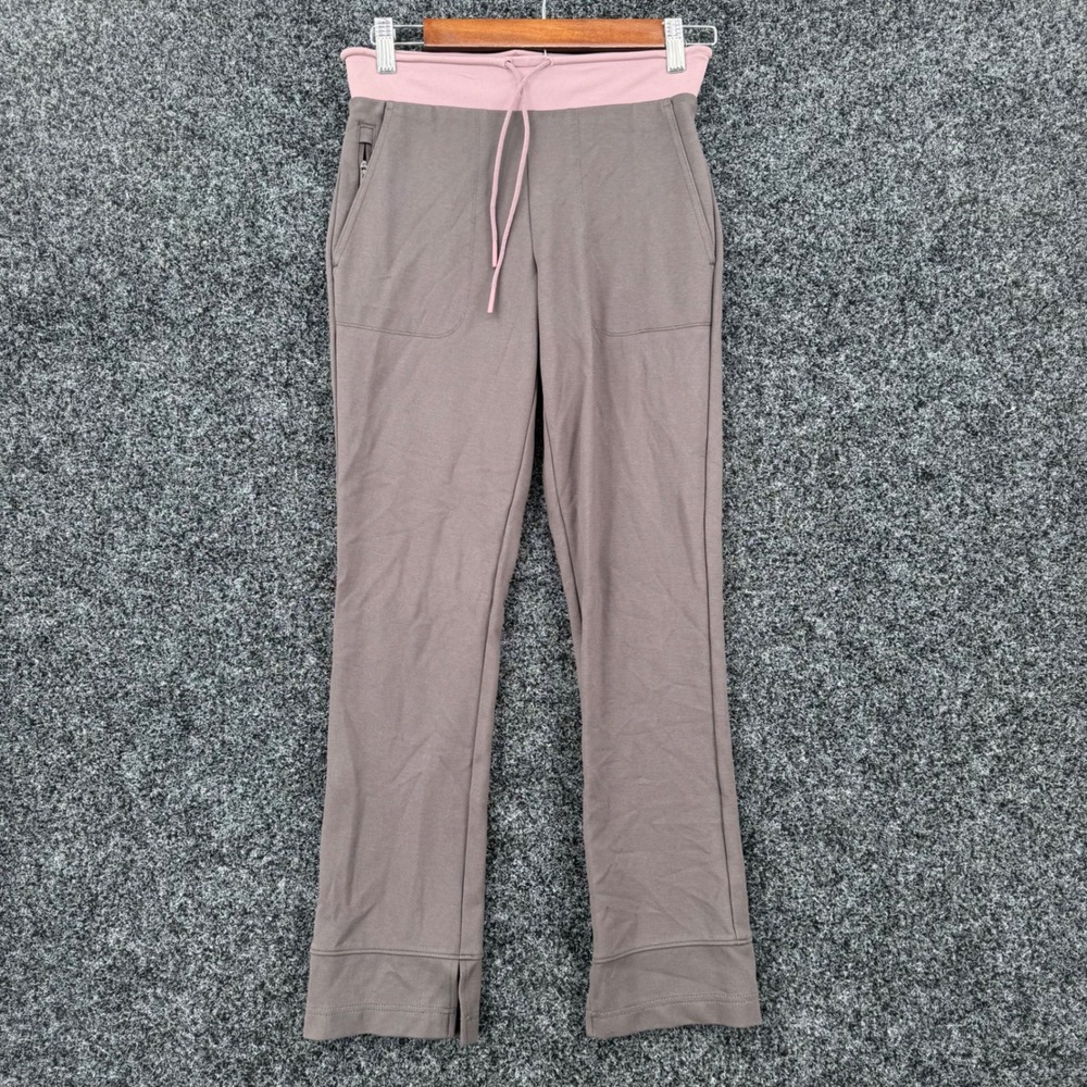 Athleta Hermosa Pant XXS Brown Pink Drawstring Straight Leg Pockets Yoga Lounge